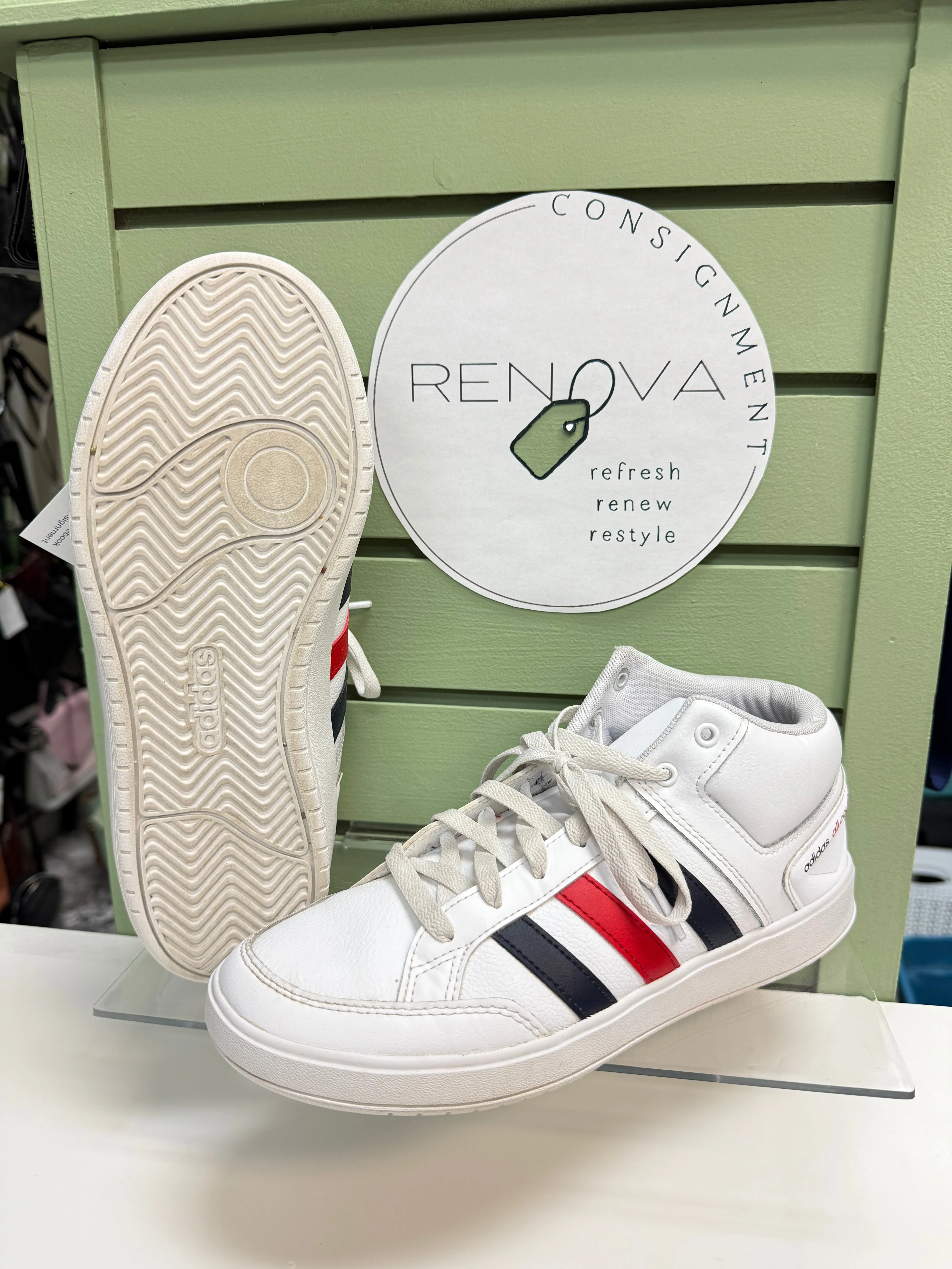 running with a sports bra Adidas All Court Mid Sneakers (Mens 8/Womens 9)