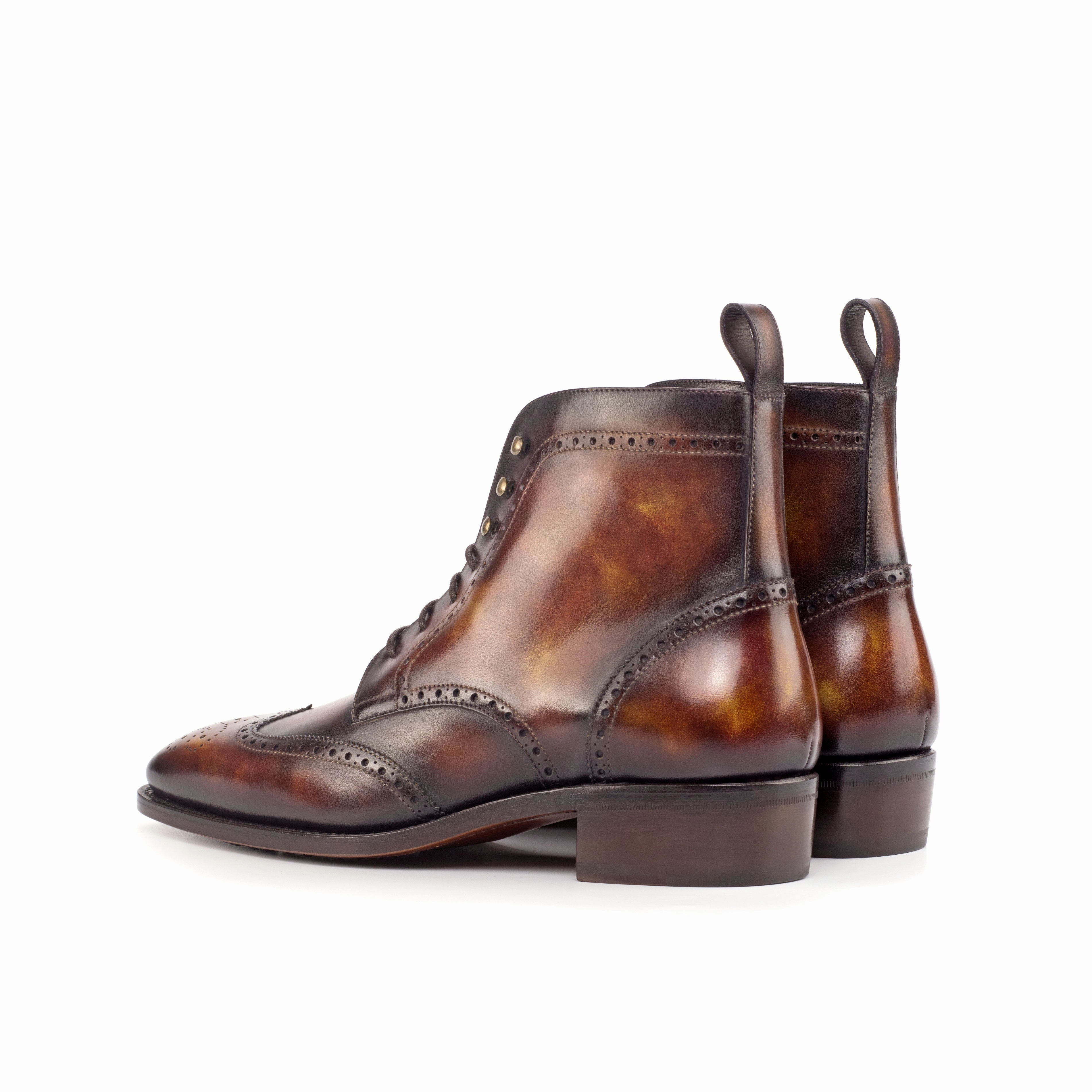 hypoallergenic Protective Finish Snowy Path Cuban Heel Fire Museum Patina Brogue Boots