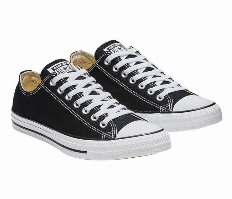 Men's Converse Chuck Taylor Low (Black/White) reinforced - heel shoes streamlined shoes