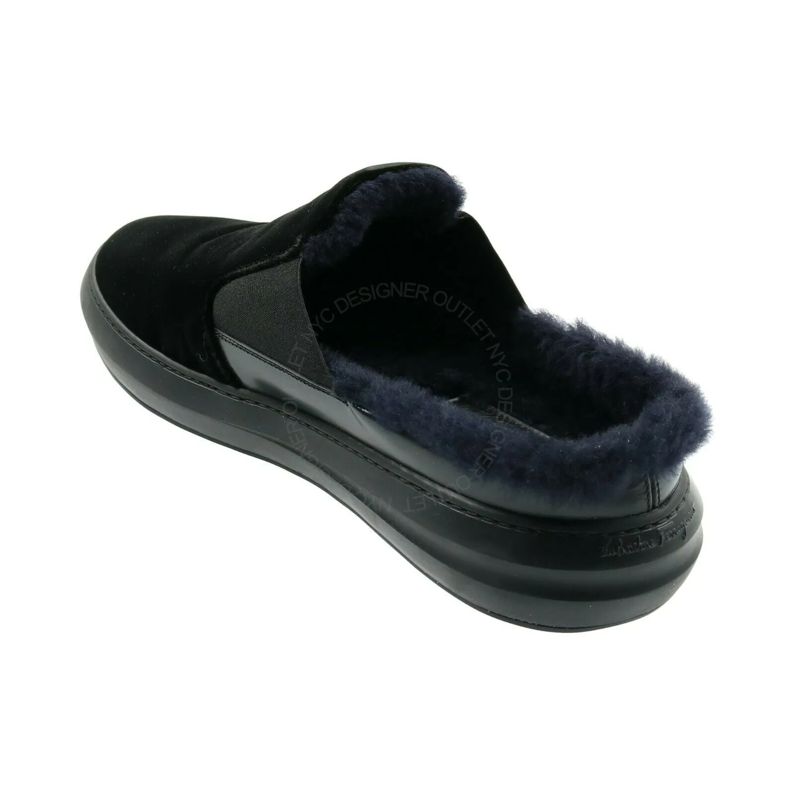 Ferragamo Douglas Velvet Fur Slippers Comfortable Outsole Easy To Clean