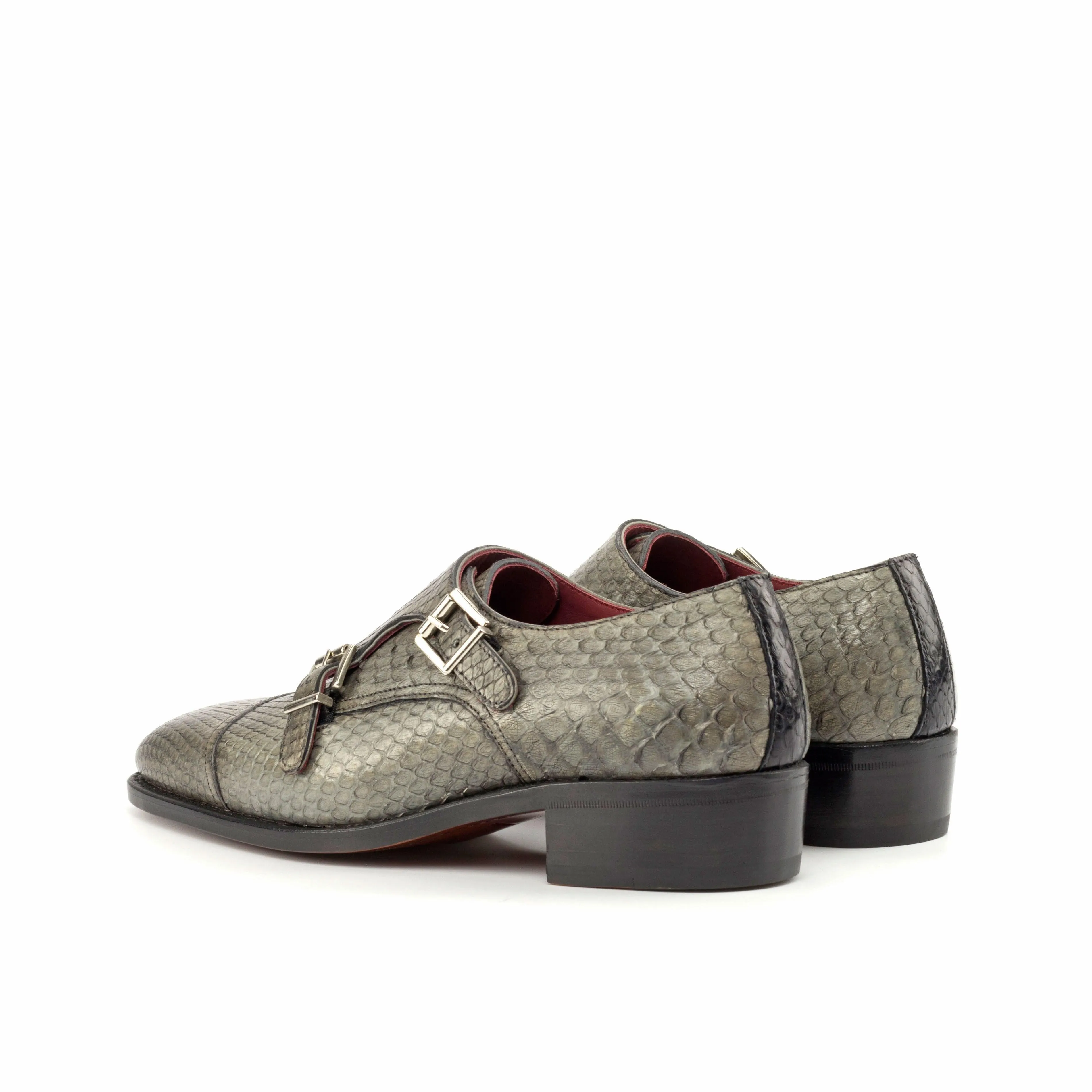 Grey Python Double Monk Shoes Smart Pace