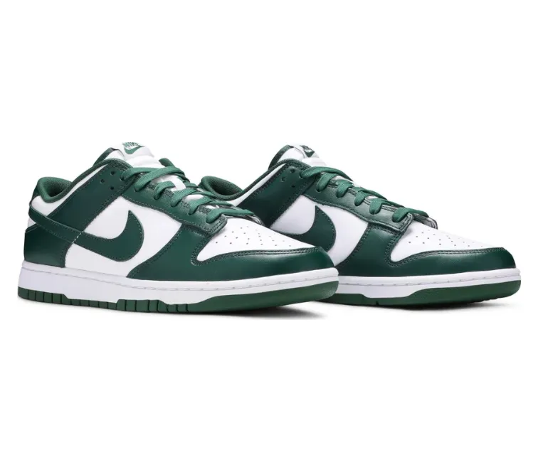 Men's Nike Dunk Low (Michigan State) color - green weekend - run