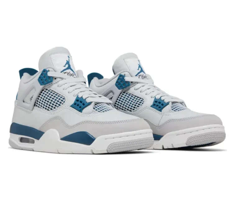 Men??s Nike Air Jordan 4 Retro (Military Blue) Leather Material running in a bamboo bridge area shoes