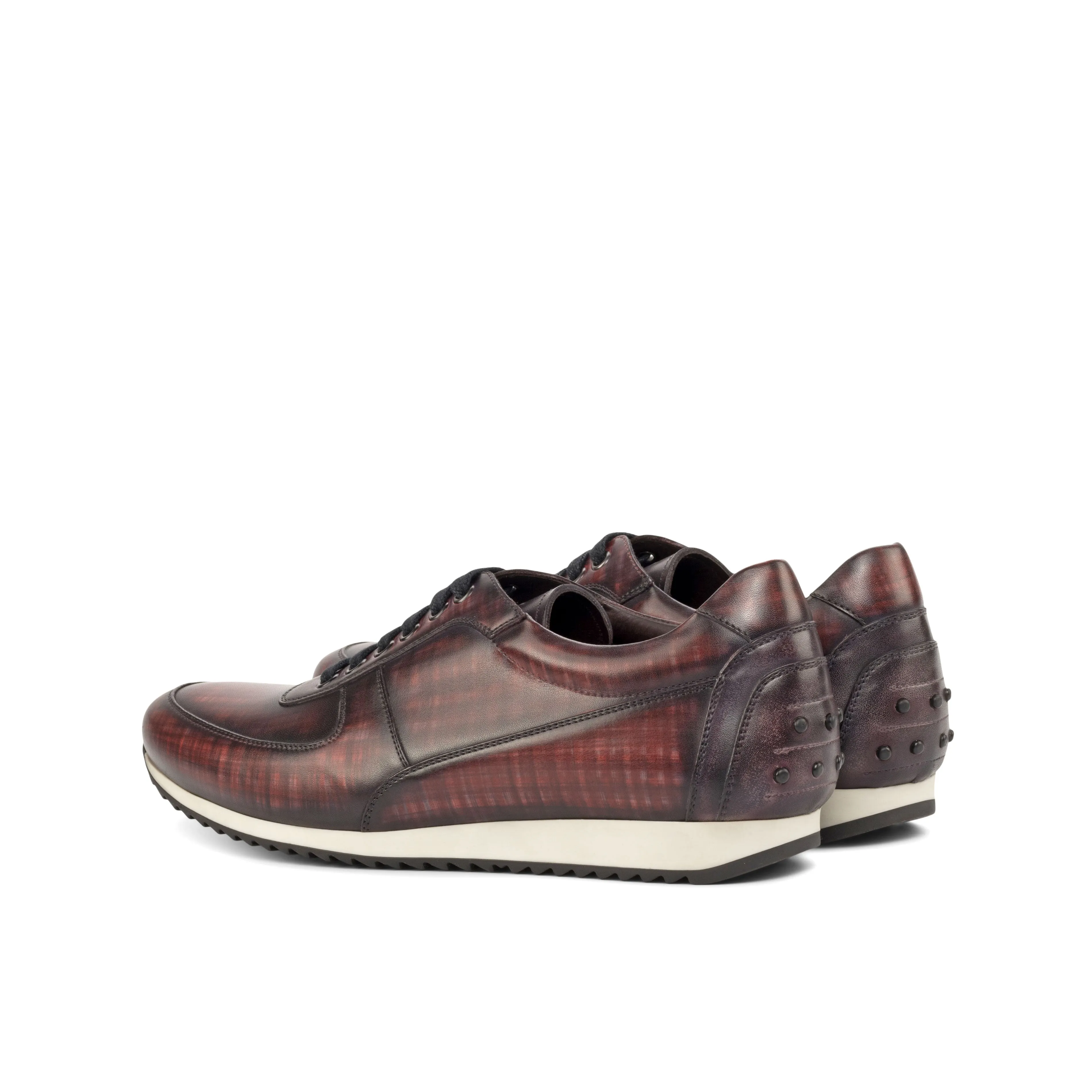 runners' shoes Comfort - fit Burgundy Patina Leather Trainer Sneakers