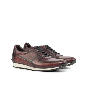 Burgundy Patina Leather Trainer Sneakers carbon - fiber shoes park - running shoes