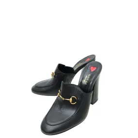 Anti   Odor Street Casual Gucci Black Malaga Kid Horsebit Princetown High Heel Mules 39