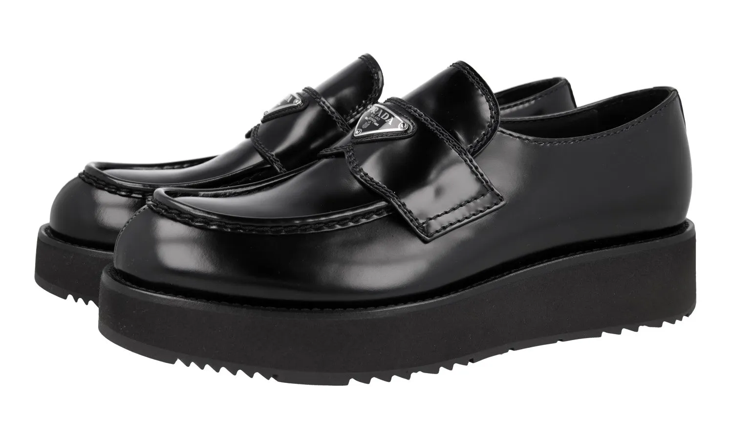 Prada Men's Black Brushed Spazzolato Leather Chocolate Platform Loafer Loafers 2DG147 Fast Power Fresh Steps