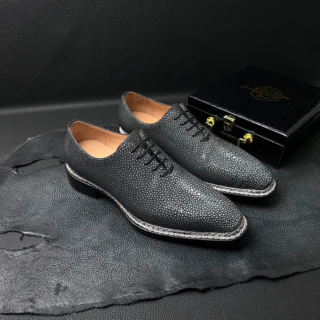 Study Glow Everyday Footwear Genuine Pearl Stingray Leather Norwegian  Sewn Goodyear Fiddleback Sole  Lace Up Dress Shoes