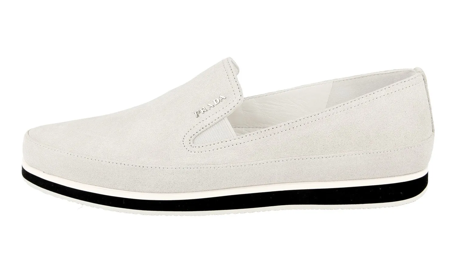 Prada Women's Grey Leather St Tropez Sneaker 3S5749 Clean Aesthetic