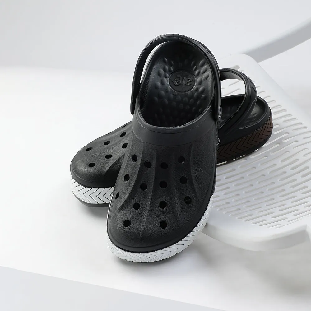 A-HA Black Casual Slip-on Clogs For Men LITEWALKXT By Liberty Quick Fit Shoes