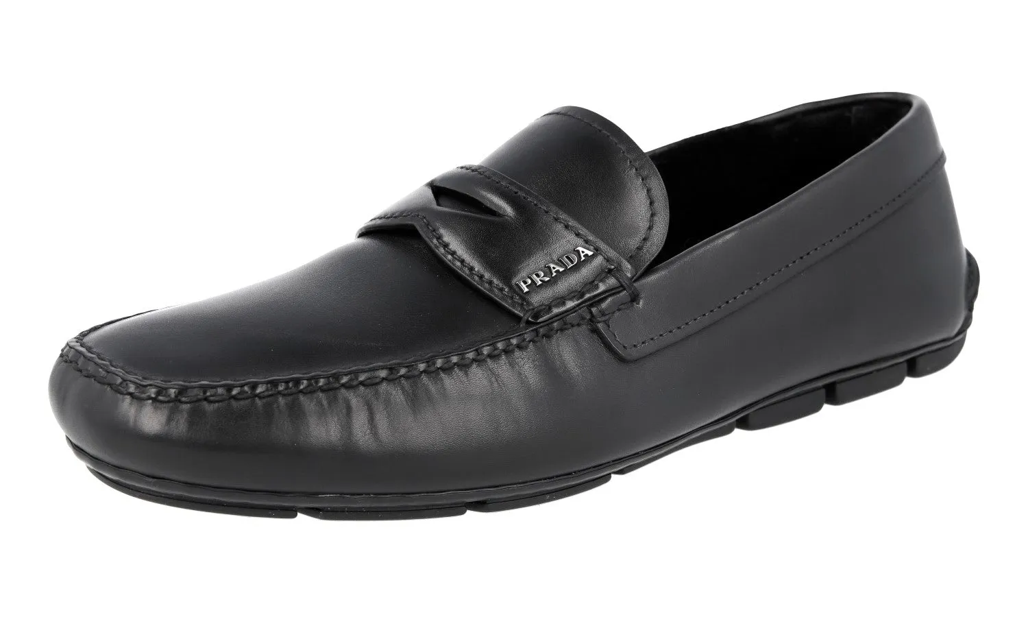 Trend Path Cool Dash Prada Men's Black Leather Shearling Slip-on Loafers 2DD011