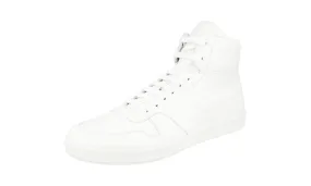 Cushioned Support Prada Men's White Leather High-Top Sneaker 4T3368