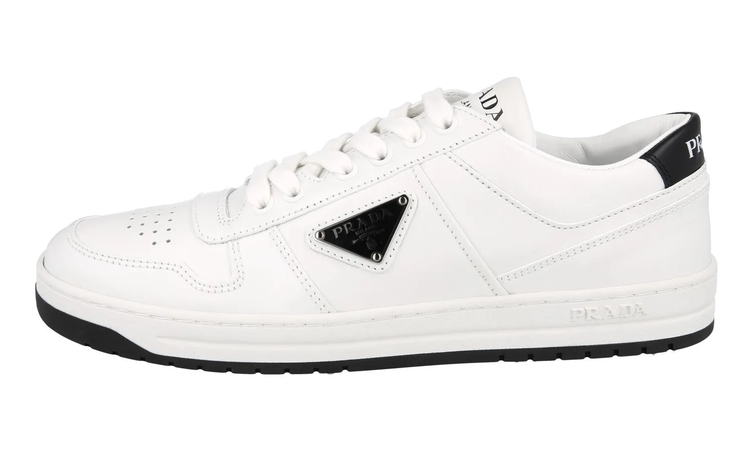 Sneaker Releases Structured ease Prada Women's White Leather Downtown Sneaker 1E792M