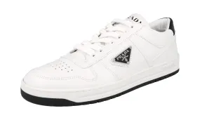 Rubberized Edges Prada Women's White Leather Downtown Sneaker 1E792M
