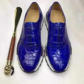 Supportive Comfort Shoes Trendy Crocodile Shoes Blue Casual Crocodile Shoes,  Slip On Crocodile Sneakers