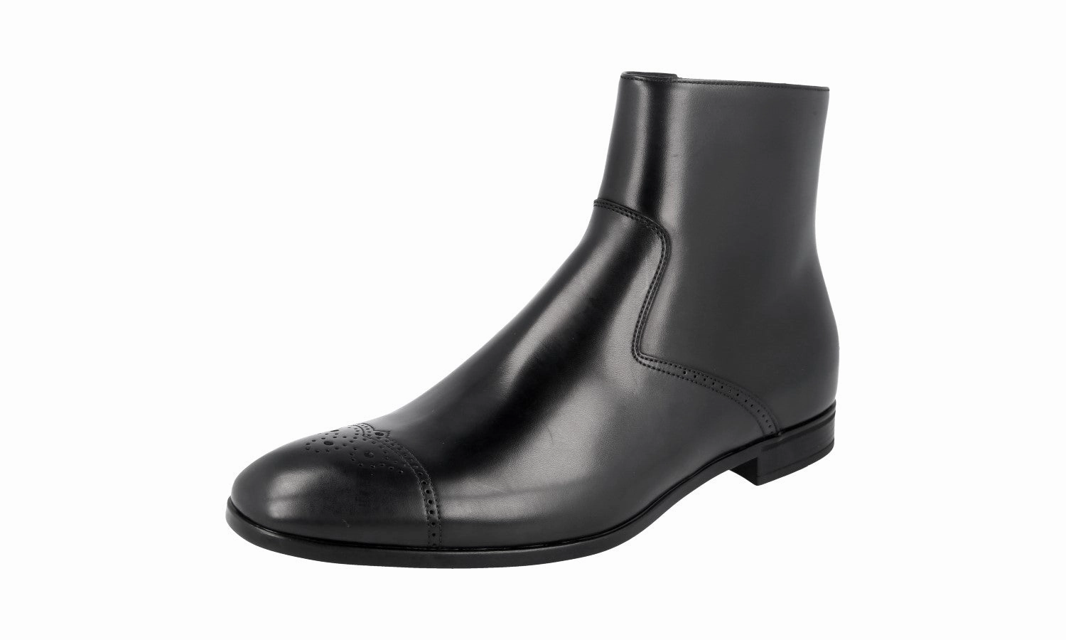 Quick Wear Prada Men's Black Full Brogue Leather Half-Boot 2TC050