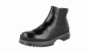 Weekend Wardrobe Comfort sole Prada Men's Black Leather Brixxen Half-Boot 4T3034