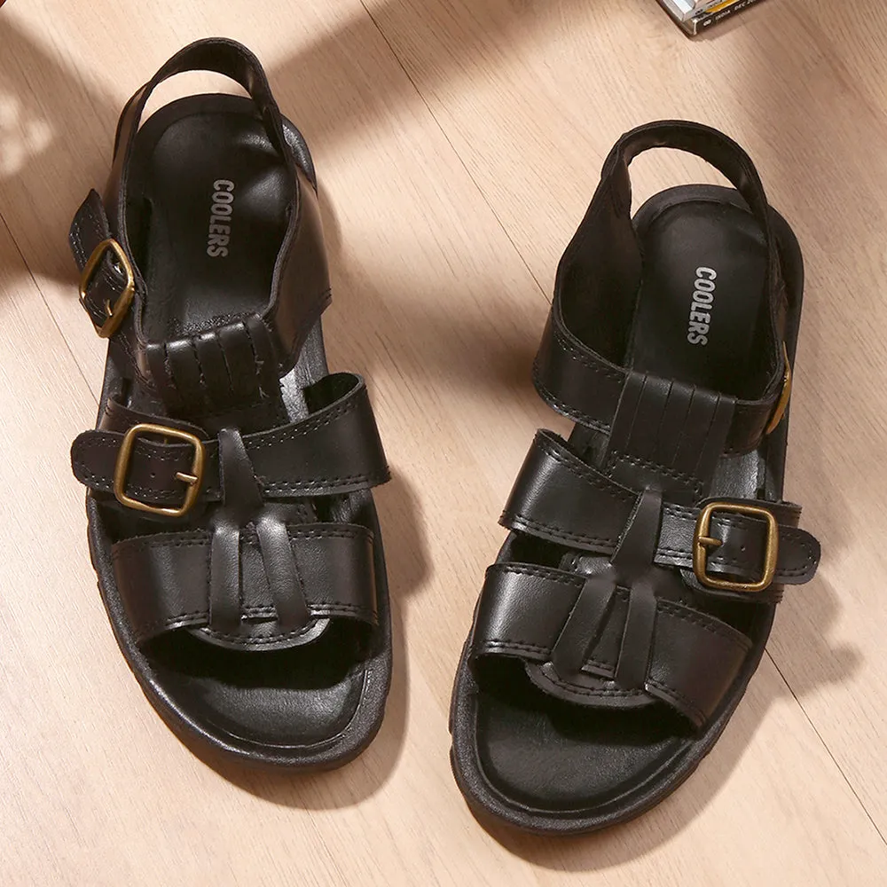 Trendy Summer Shoes Foot Massage Coolers Casual (Black) Sandals For Men SEMSON-N By Liberty