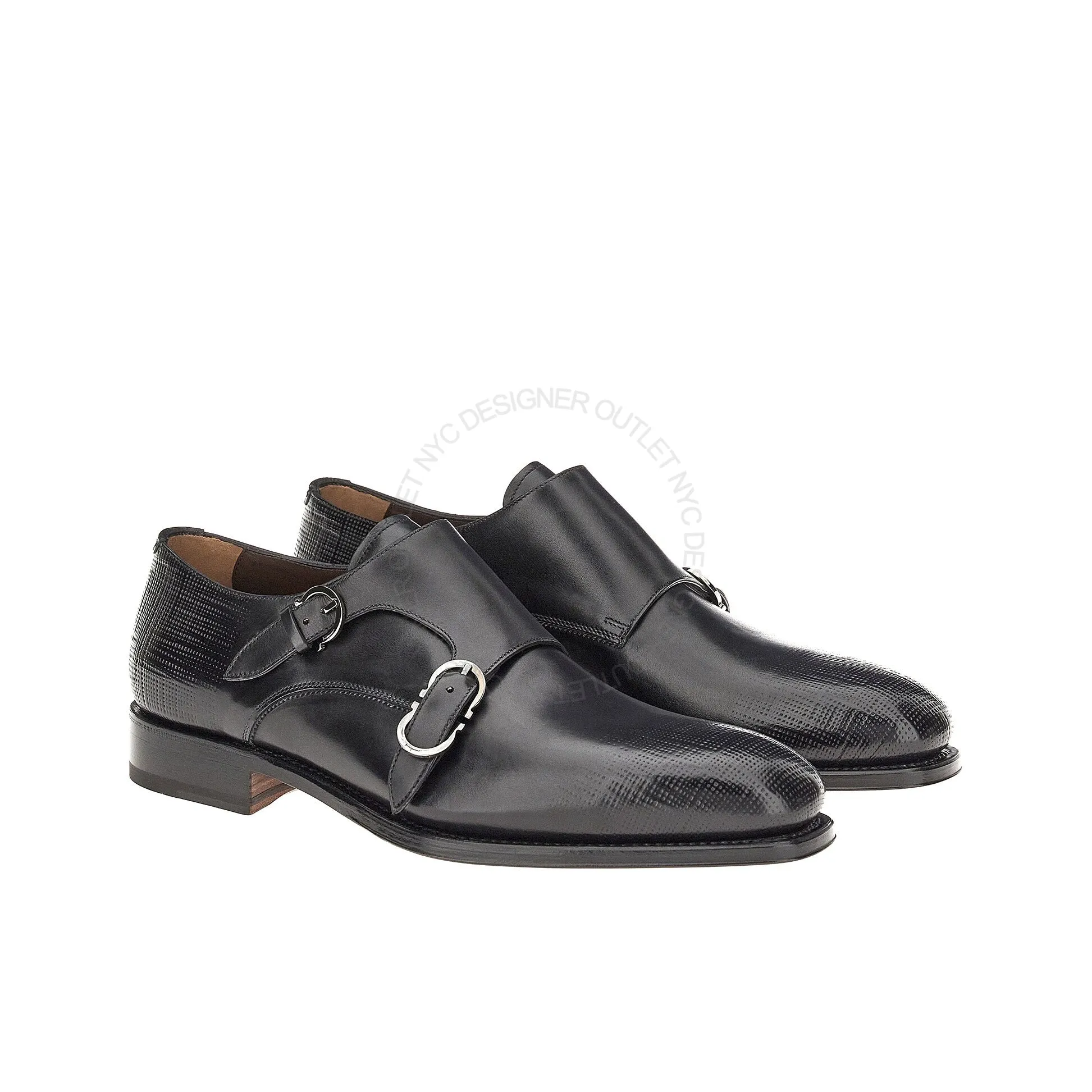 Leaf Glow Ferragamo Newson Double Monk-Strap Loafers