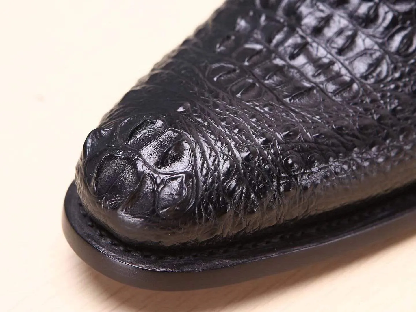 Holiday Ready Crocodile Shoes Black Mens Shoes  Crocodile Leather Cap Toe Lace Ups - Men's Dress Shoe,Goodyear Sole