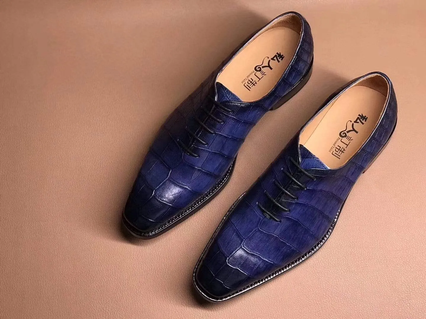 Everyday Footwear Crocodile Shoes Blue Crocodile Leather Lace Up Shoes