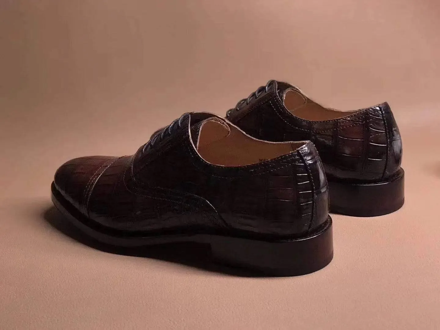 Crocodile Shoes Brown Crocodile Leather Lace Up Shoes Wellness Walk Lightweight Casual Shoes