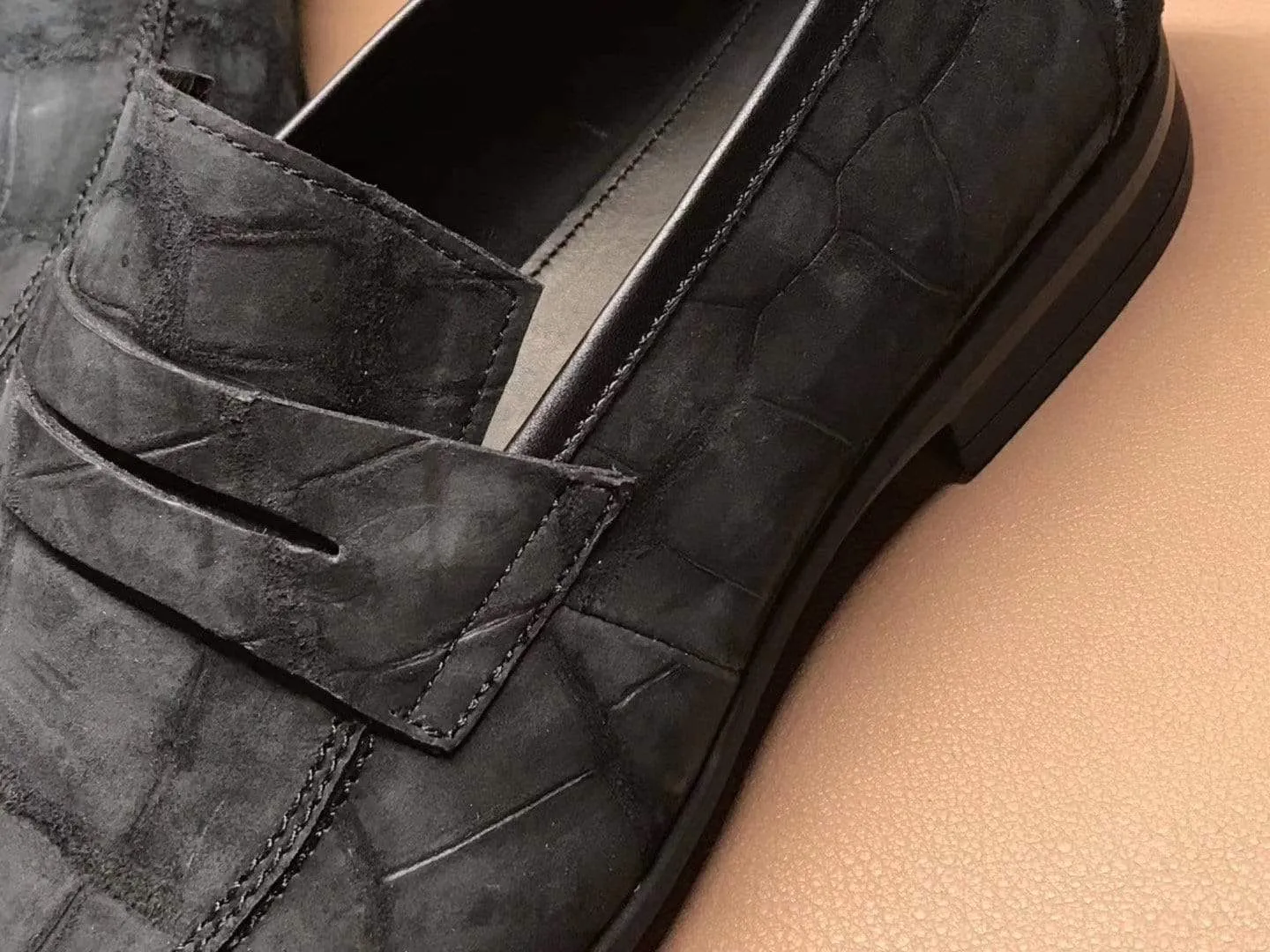 Crocodile Shoes Classic Sanded Genuine Crocodile Leather Slip On loafers driving shoes Grey Wedding Step Scent Walk