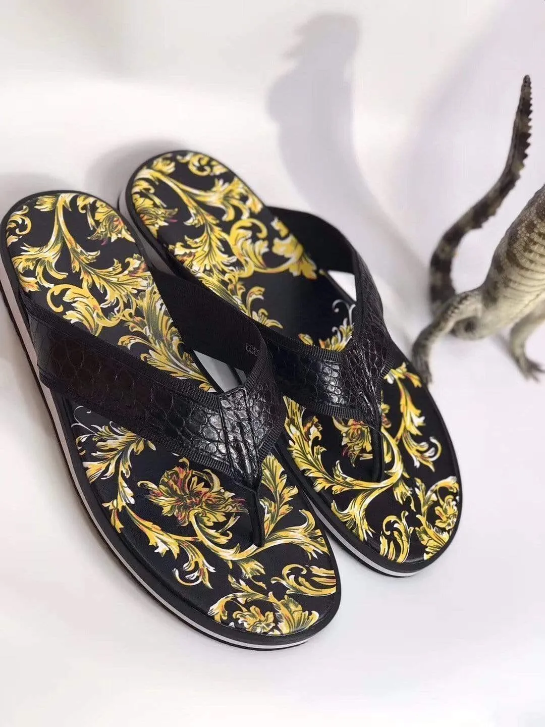 Show Night Foldable Travel Footwear Crocodile Shoes Crocodile Belly Leather Slipper