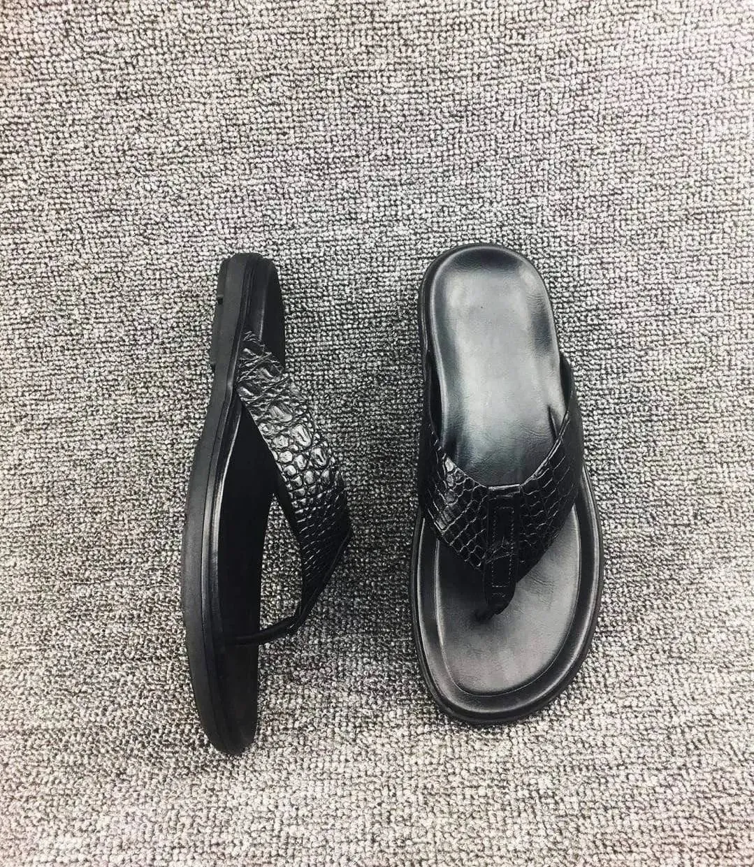 Crocodile Shoes Crocodile Leather  Flip Flop Comfort Grip Minimalist Design