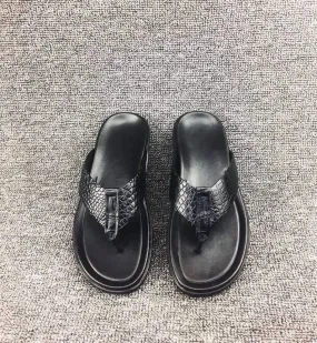 Crocodile Shoes Crocodile Leather  Flip Flop Casual Cushion