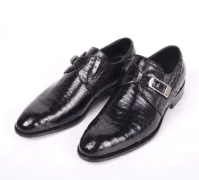 Crocodile Shoes Crocodile Leather  Man Handmade Mens Dress shoes, Mens Monk Shoes, Mens Formal Shoes,Black Travel Friendly Footwear