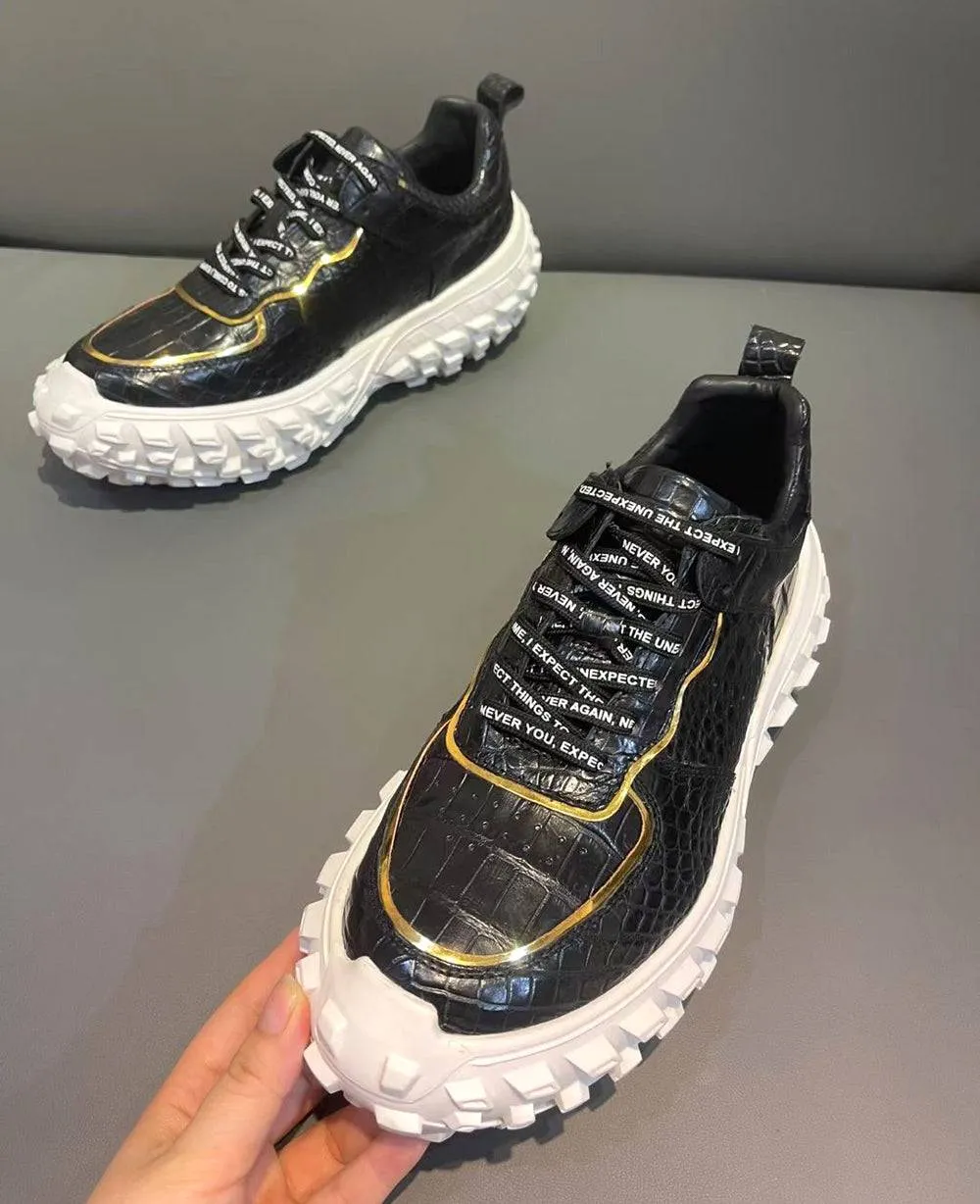 Crocodile Shoes Crocodile Leather Rubber Platform Sneakers Peak Mood