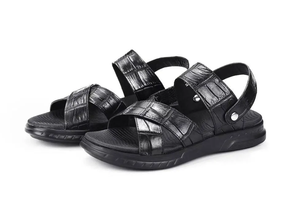 Crocodile Shoes Crocodile Leather Sandals Outdoor Beach Shoes Crocodile Leather Flip Flops Non-slip Slides Trendy Sole