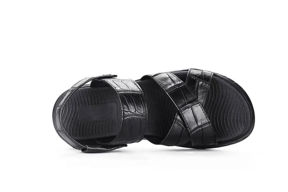 Crocodile Shoes Crocodile Leather Sandals Outdoor Beach Shoes Crocodile Leather Flip Flops Non-slip Slides Stone Path