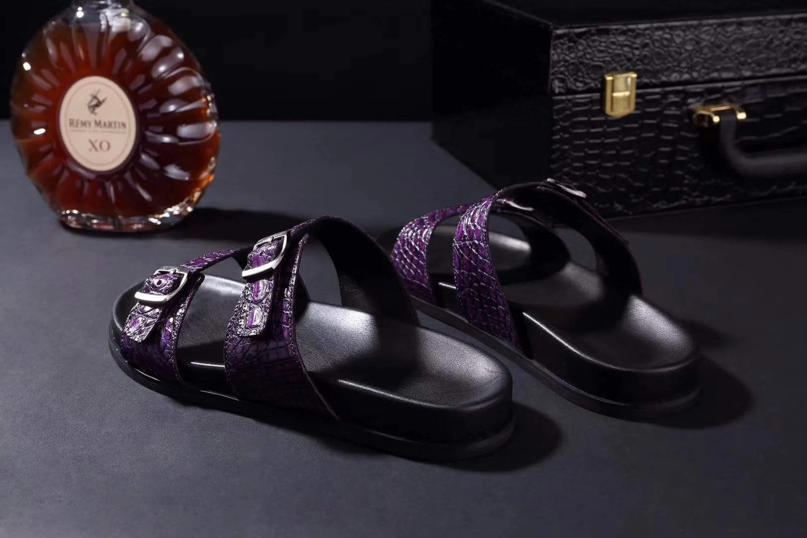 Crocodile Shoes Crocodile Leather Sandals Purple Sand Path Teacher Wear