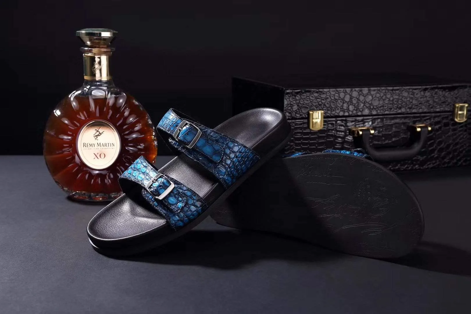 Crocodile Shoes Crocodile Leather Sandals Vintage Sky Blue Mature Chic