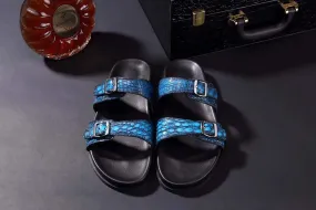Crocodile Shoes Crocodile Leather Sandals Vintage Sky Blue Travel Day Weekend Ready Footwear