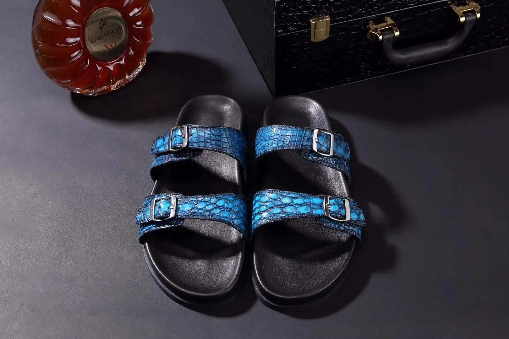 Crocodile Shoes Crocodile Leather Sandals Vintage Sky Blue Travel Day Weekend Ready Footwear