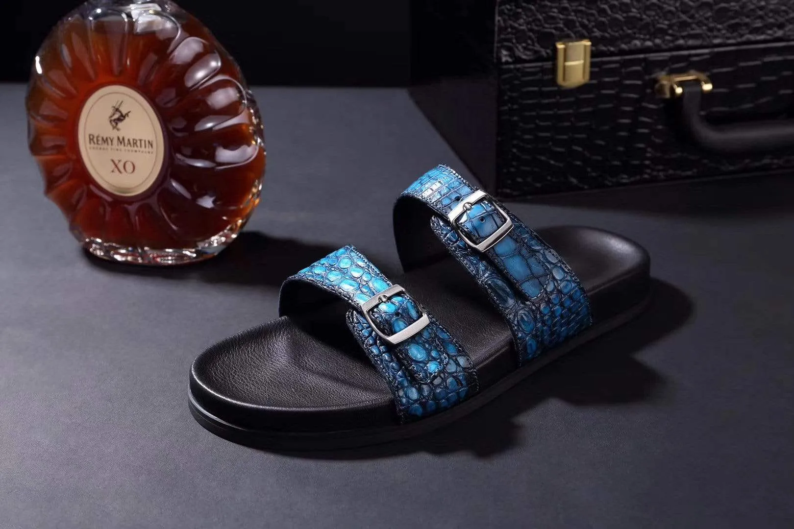 Crocodile Shoes Crocodile Leather Sandals Vintage Sky Blue Boutique Day