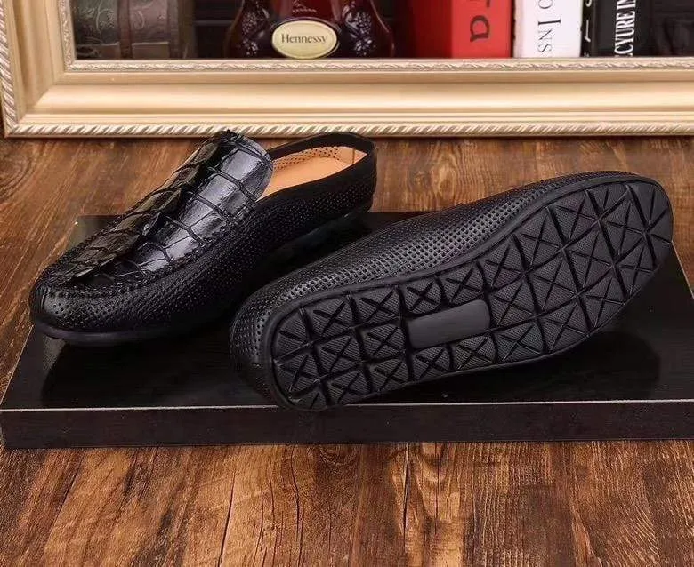 Premium Quality Crocodile Shoes Crocodile Leather  Slipper Mule, Slip on Indoor, Backopen Slipper,Hollow Slippers