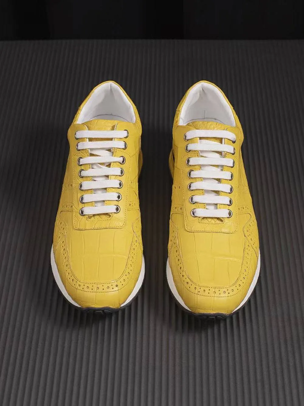 Crocodile Shoes Crocodile Leather Sneaker Shoes Yellow Street Fest