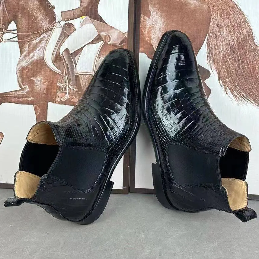 Crocodile Shoes Crocodile Skin Leather Chelsea Boots Comfortable