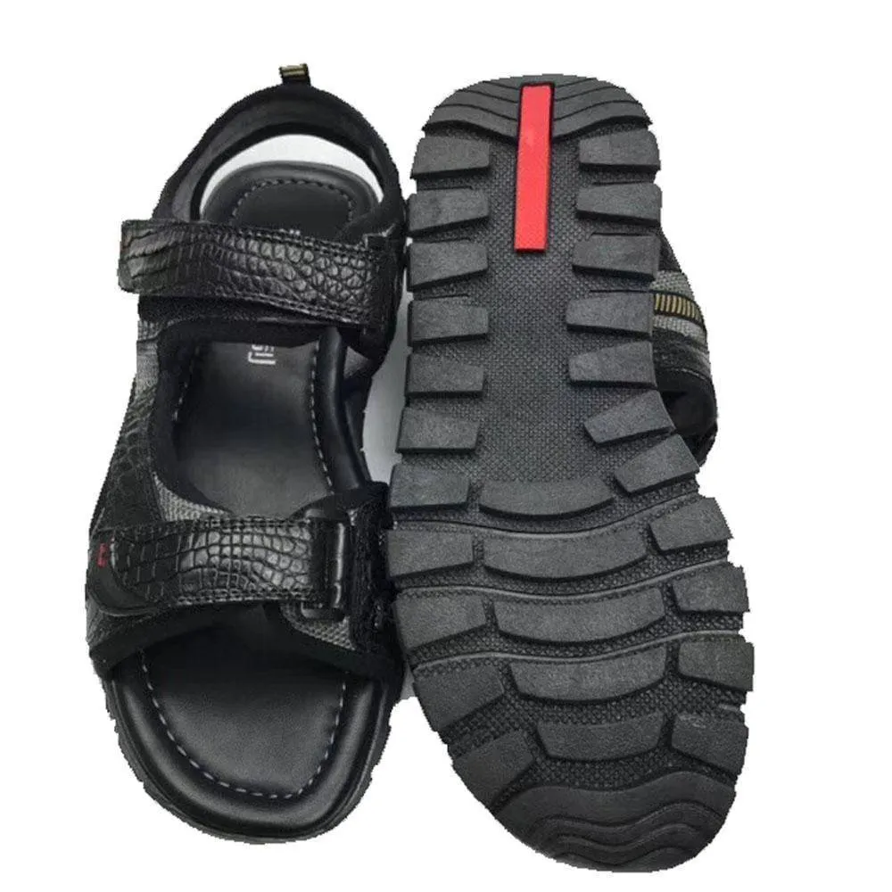 Crocodile Shoes Genuine  Crocodile  Bone Leather Sports Sandals Summer Rubber Outsole Shop Walk