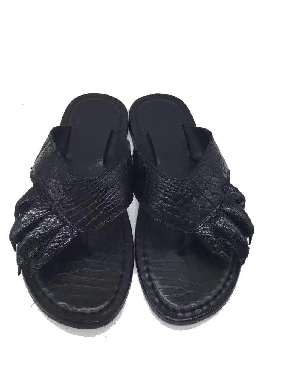 foldable Play Glow Crocodile Shoes Genuine  Crocodile Leather  Mens Slipper