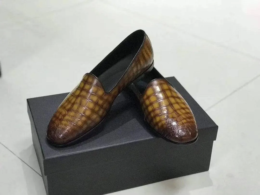 Trendy Style Crocodile Shoes Genuine Crocodile Leather Slip-On Dress Shoe