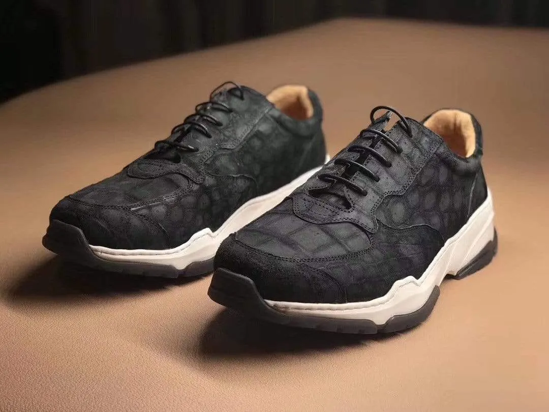 Guest Mood Crocodile Shoes Genuine Crocodile Leather Sport Sneakers