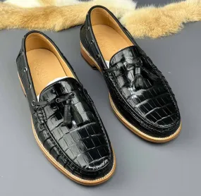 Stylish Design Model Step Crocodile Shoes Genuine Crocodile Skin Leather Classic Fashion Slip On Driving Loafers