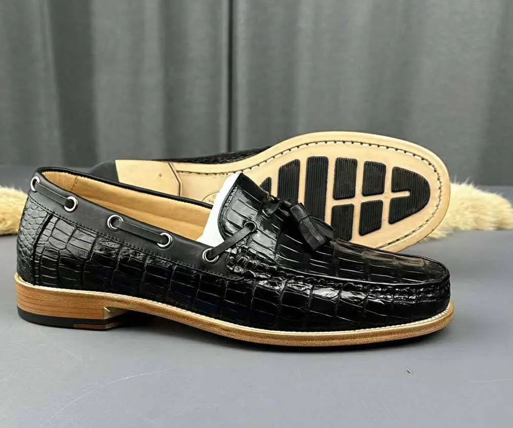 water proof Crocodile Shoes Genuine Crocodile Skin Leather Classic Fashion Slip On Driving Loafers