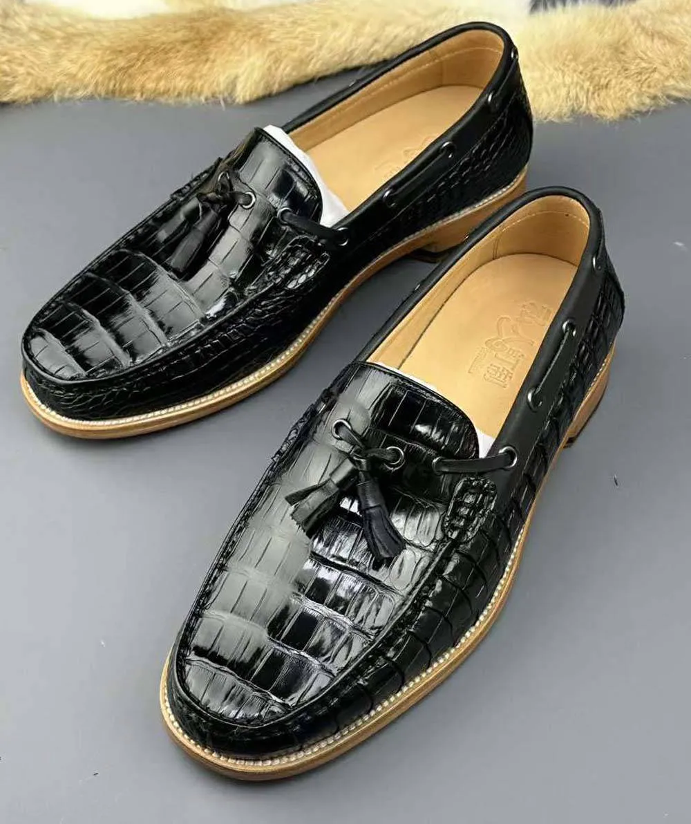 insulated Crocodile Shoes Genuine Crocodile Skin Leather Classic Fashion Slip On Driving Loafers