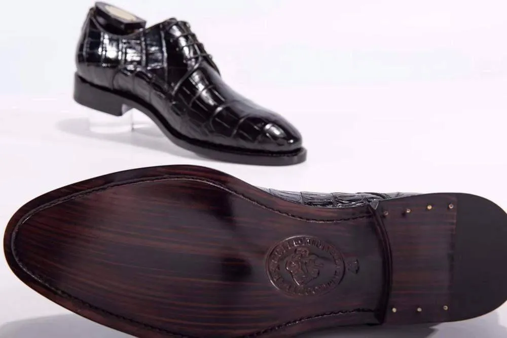 Crocodile Shoes Goodyear Welted Handmade Men Crocodile Leather Lace-Up Shoes,Mens Crocodile Leather Dress Shoes Outdoor Comfort